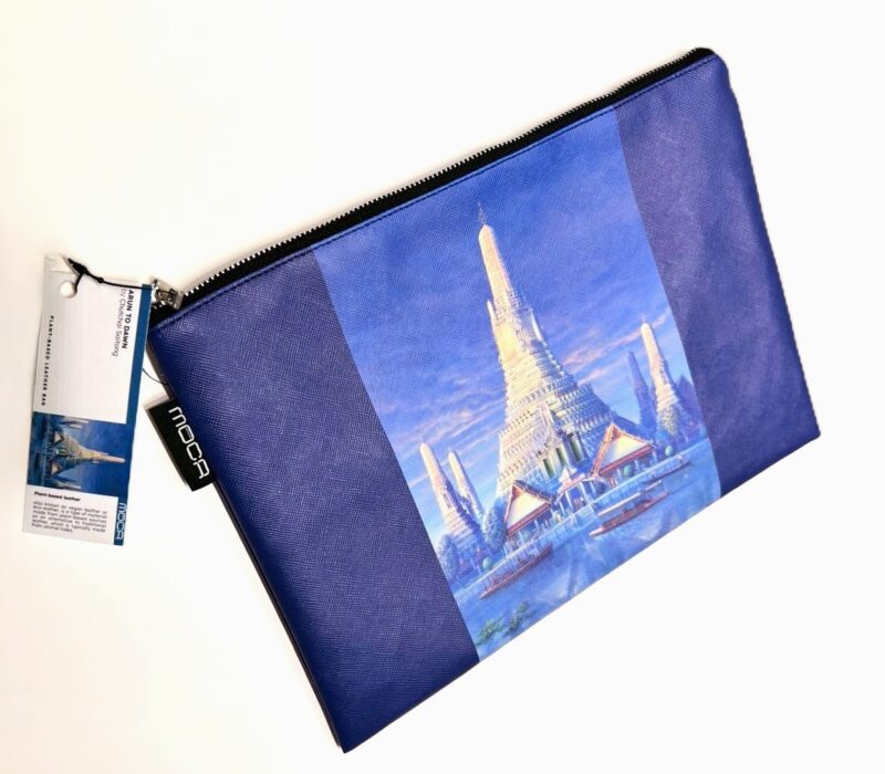 กระเป๋าหนัง vegan clutch ลาย รับอรุณ